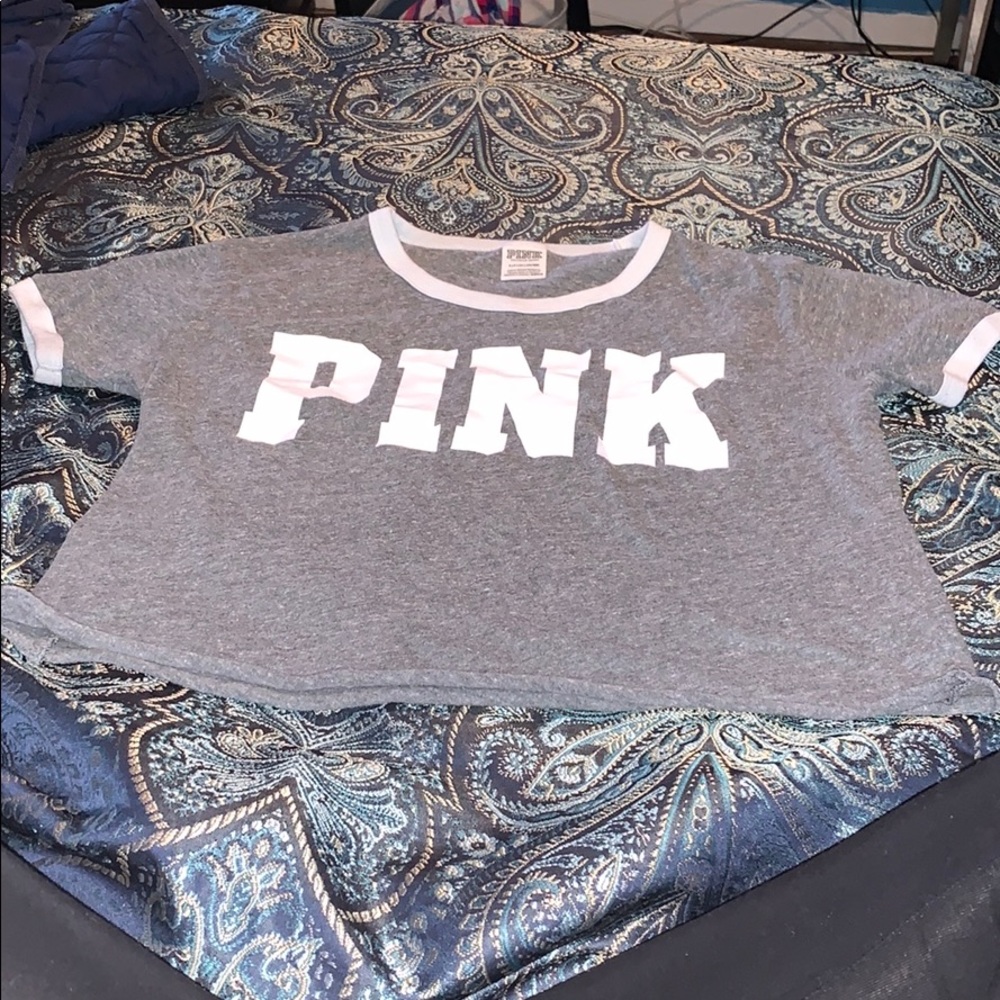 Grey and White Victorias Secret PINK Shirt